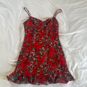 Superdown, Red floral strappy dress, XXS
